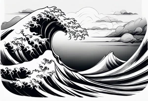 picture 8 by 8 centimeters of sea waves before a storm tattoo idea