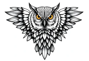 Geometric asymmetric owl tattoo idea