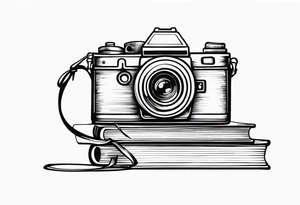 Camera on a stack of books tattoo idea