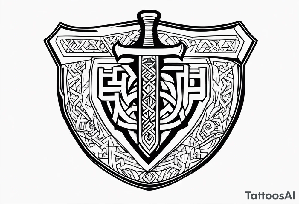 Valhalla shield valknut sword axe tattoo idea