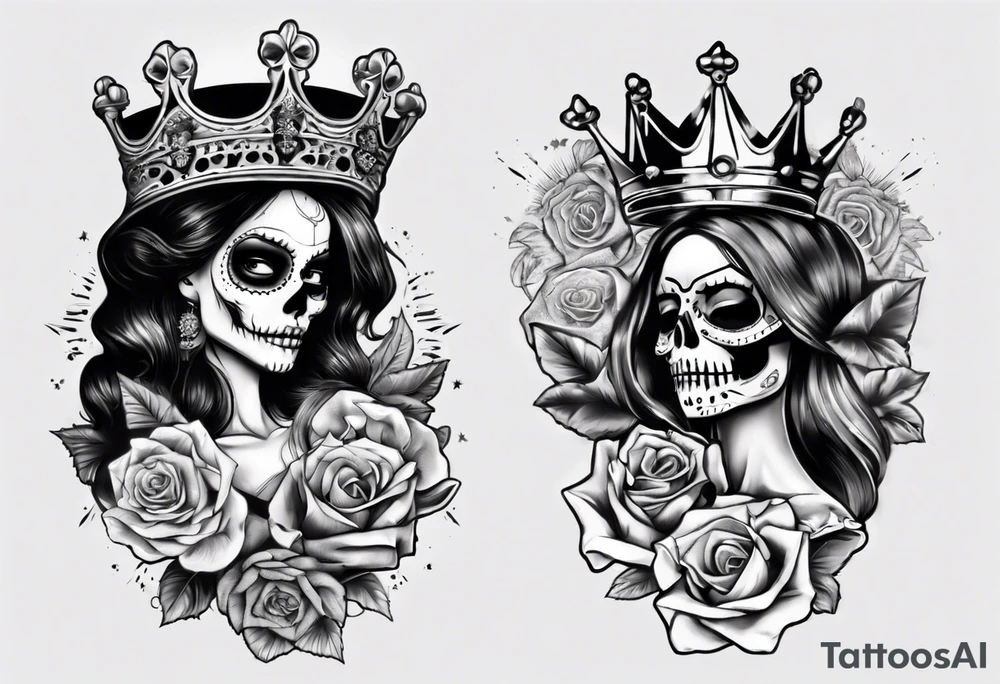 santa la muerta with money and crown tattoo idea
