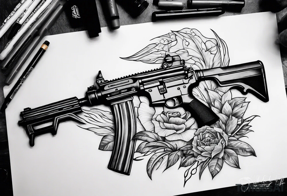A tattoo of marine and guns tattoo idea