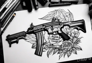 A tattoo of marine and guns tattoo idea