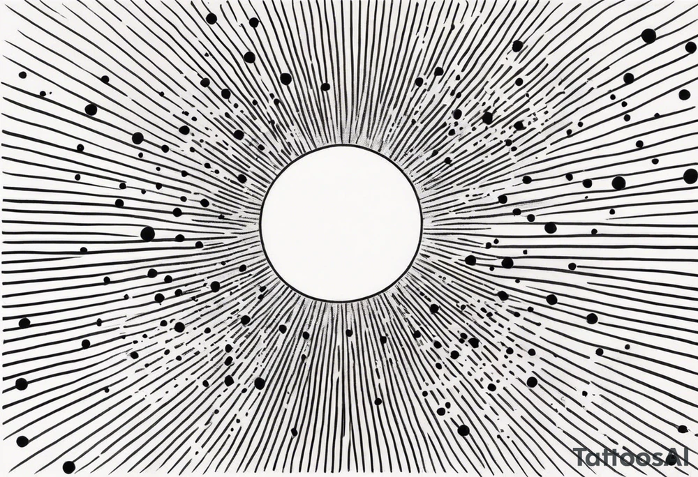 Simplistic sun made of black dots tattoo idea