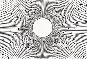 Simplistic sun made of black dots tattoo idea