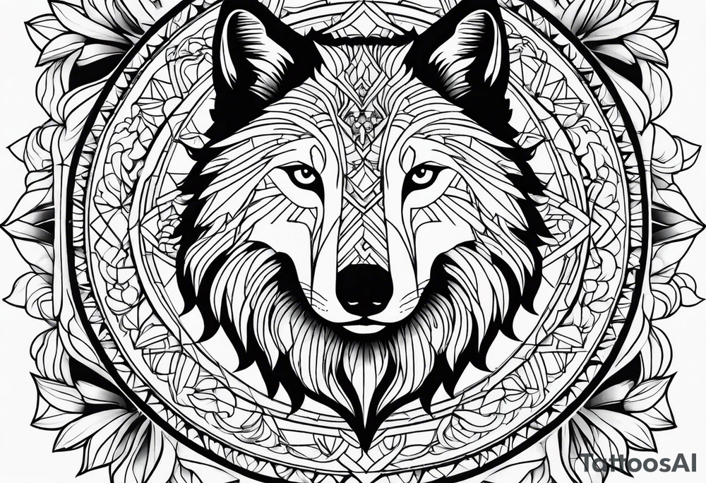 Forearm mandala design for tulips and wolves tattoo idea