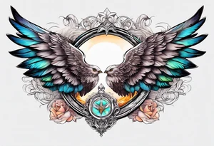 wings with a halo above them tattoo idea