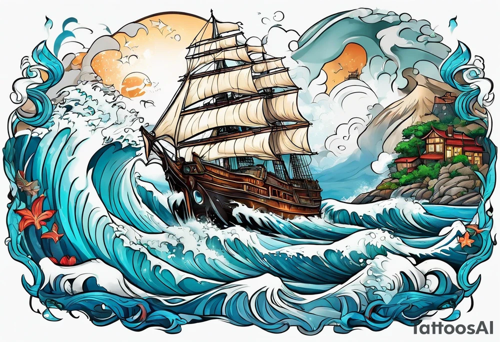 rough ocean tattoo idea