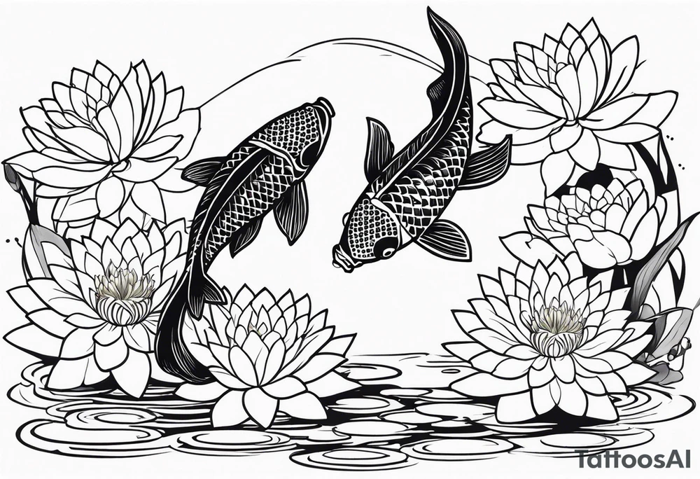 Koi fish and water lilies. tattoo idea