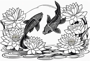 Koi fish and water lilies. tattoo idea