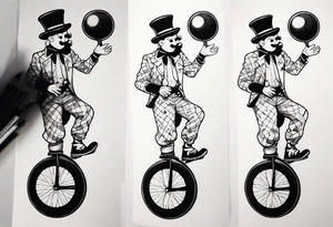 clown juggling on a unicycle tattoo idea