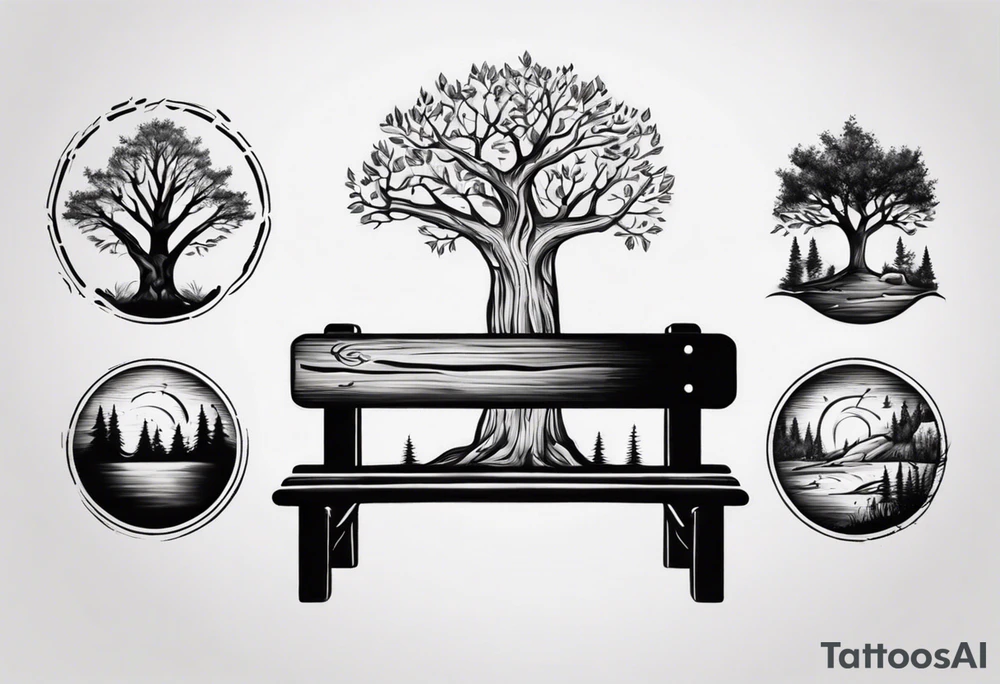 Matching Tattoo about a tree next to a log bench tattoo idea Matching Tattoo about a tree next to a log bench tattoo idea