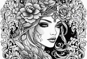 Leafy vines with grave tattoo idea