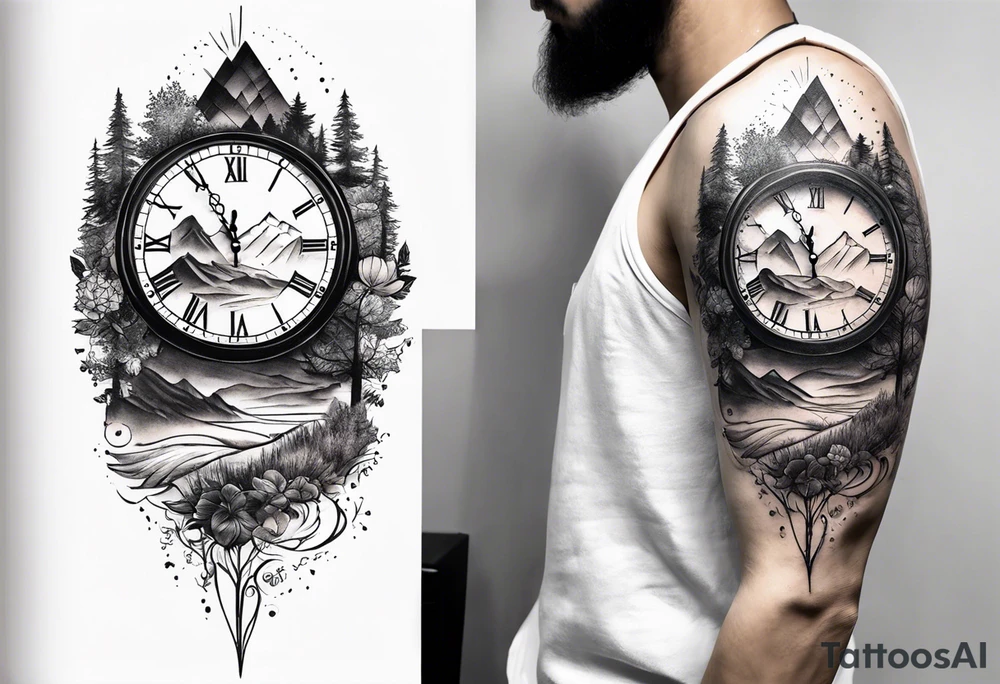 nature element clock memorial tattoo simple design tattoo idea nature element clock memorial tattoo simple design tattoo idea