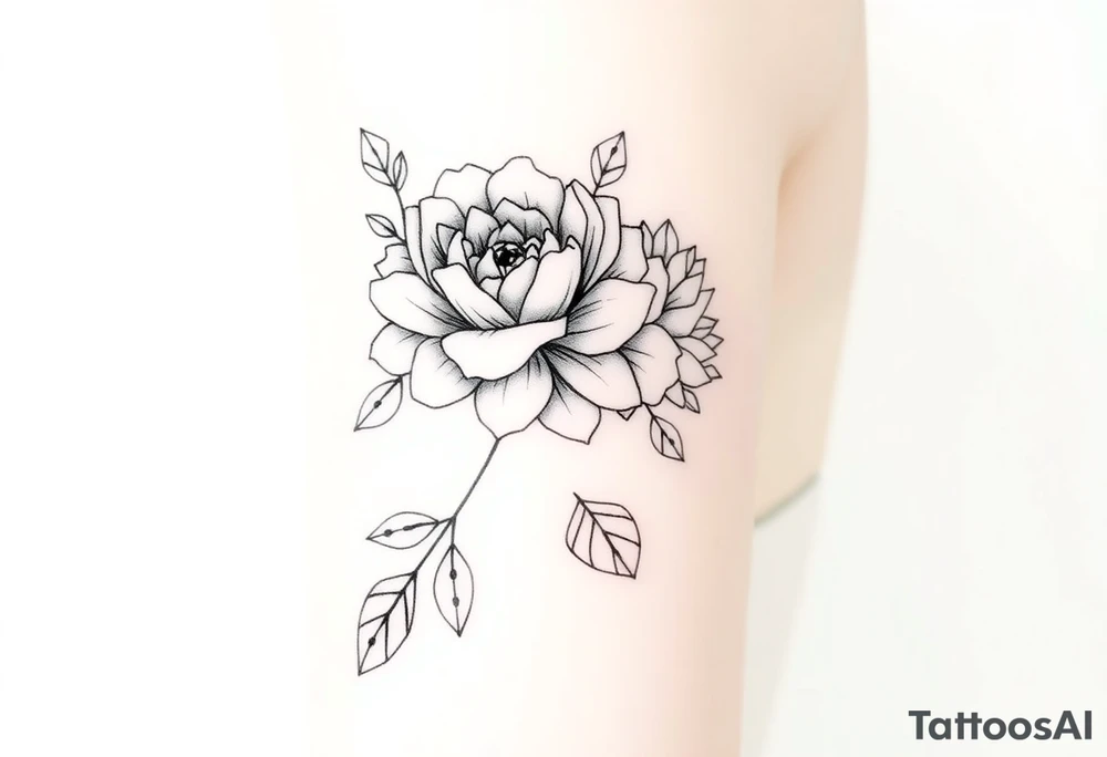 Rose and Chrysanthemum bouquet tattoo tattoo idea