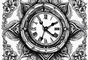 Cross anchor clock tattoo idea