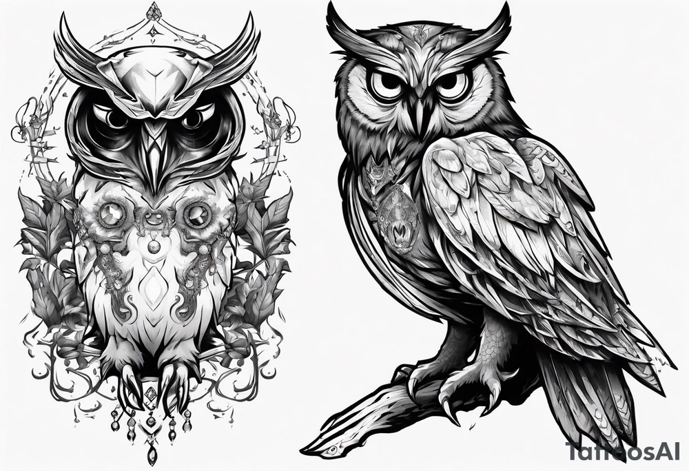 The Demon Owl Stolas, a Prince of Hell who is obsessed with gems, knowledge of astrology and poisonous plants. tattoo idea
