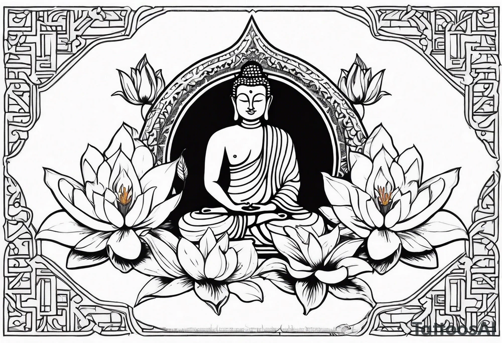 buddha and lilies tattoo idea