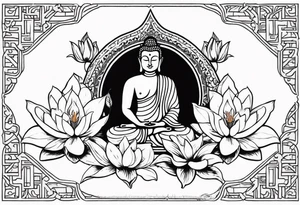 buddha and lilies tattoo idea