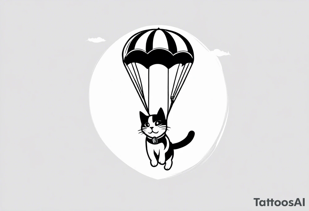 a cat parachuting after skydiving tattoo idea