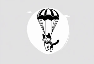a cat parachuting after skydiving tattoo idea