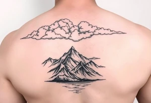 Clouds with mountains and water in Colorado majestic tattoo idea