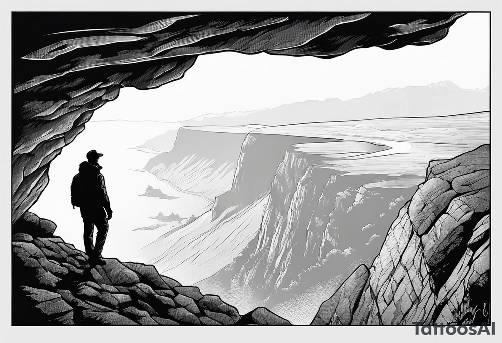 A shadow on the edge of a Cliff written under
“Never look down “ tattoo idea