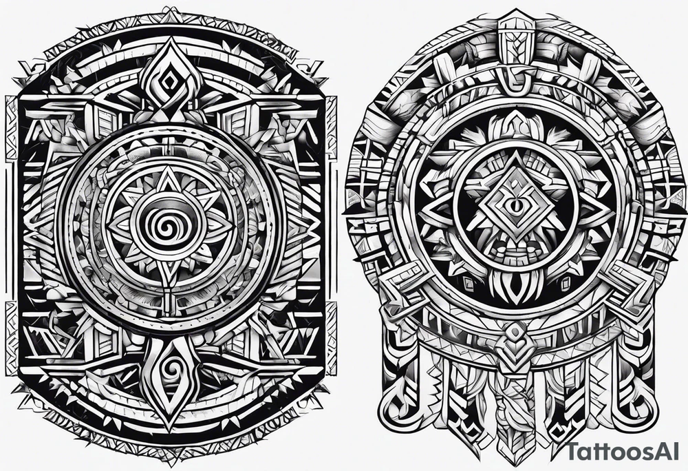 aztec rune sleeve tattoo idea