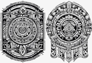 aztec rune sleeve tattoo idea
