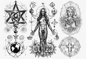 The study of human body and religion combined with emphasis on science tattoo idea