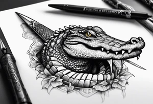Alligator wrapped around a dagger tattoo idea