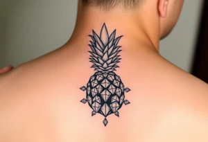 powerful majestic pineapple with a crown,and diamonds tattoo idea