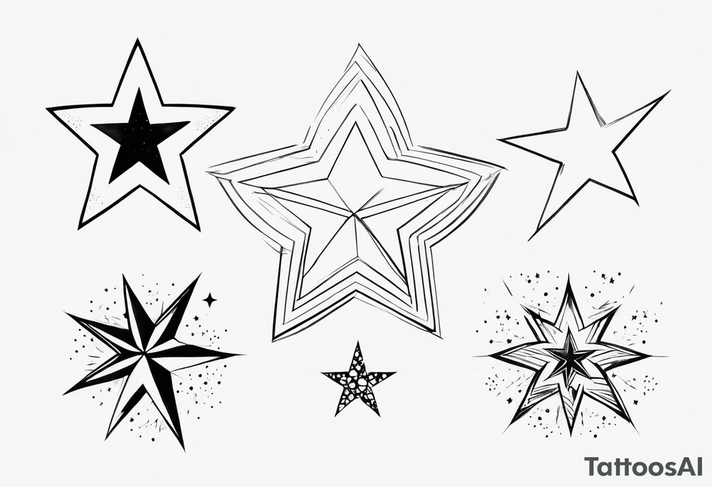 Five artistic stars two big three small tattoo idea