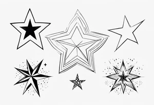 Five artistic stars two big three small tattoo idea