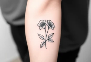 Two simple flowers together leafs on outside tattoo idea