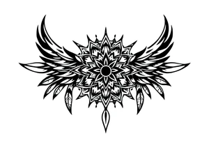 spiritual feather indian mandala shaman tattoo idea