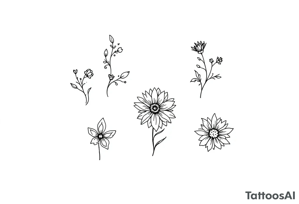 ornaments of flowers tattoo idea