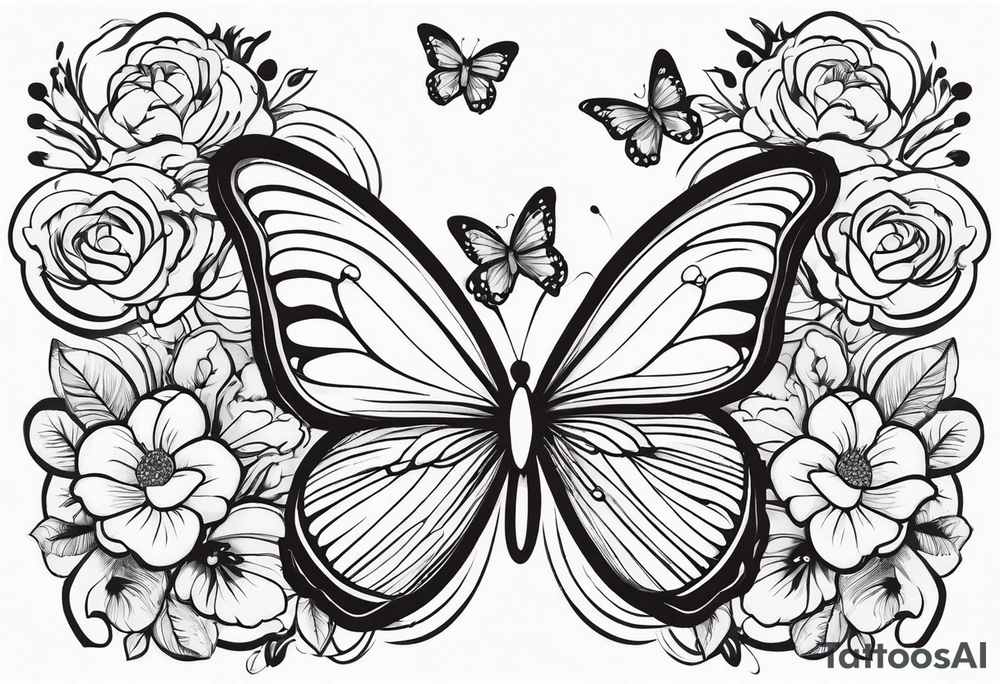 Butterflies flying 
flowers tattoo idea