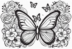 Butterflies flying 
flowers tattoo idea