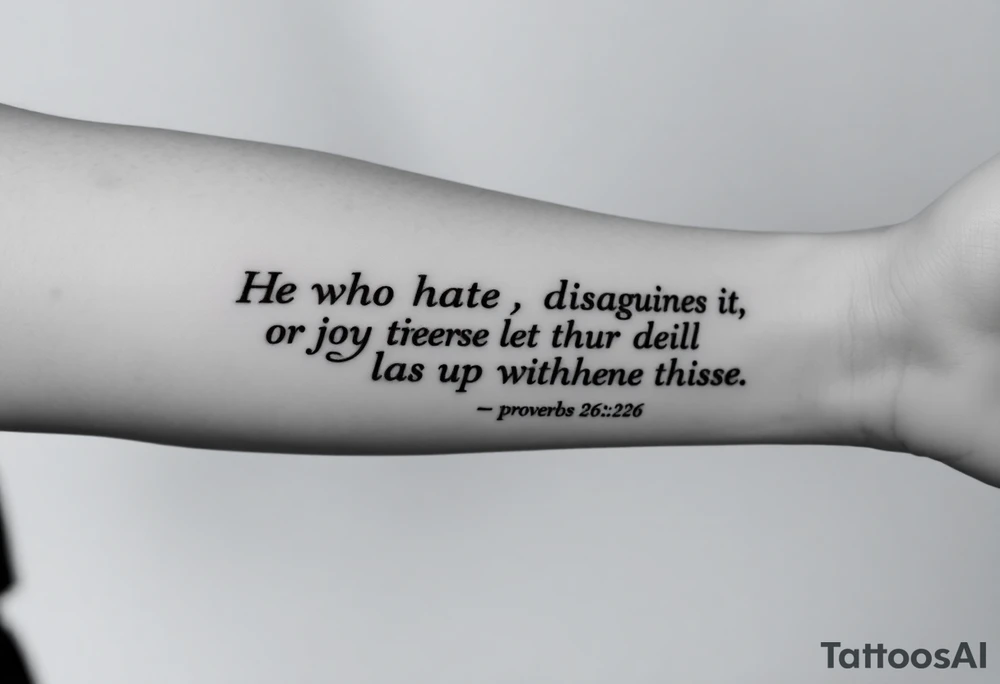 proverbs 26:25-26
He who hates, disguises it with his lips,And lays up deceit within himself,Their hatred may be concealed by deception,but their wickedness will be exposed in the assembly. tattoo idea