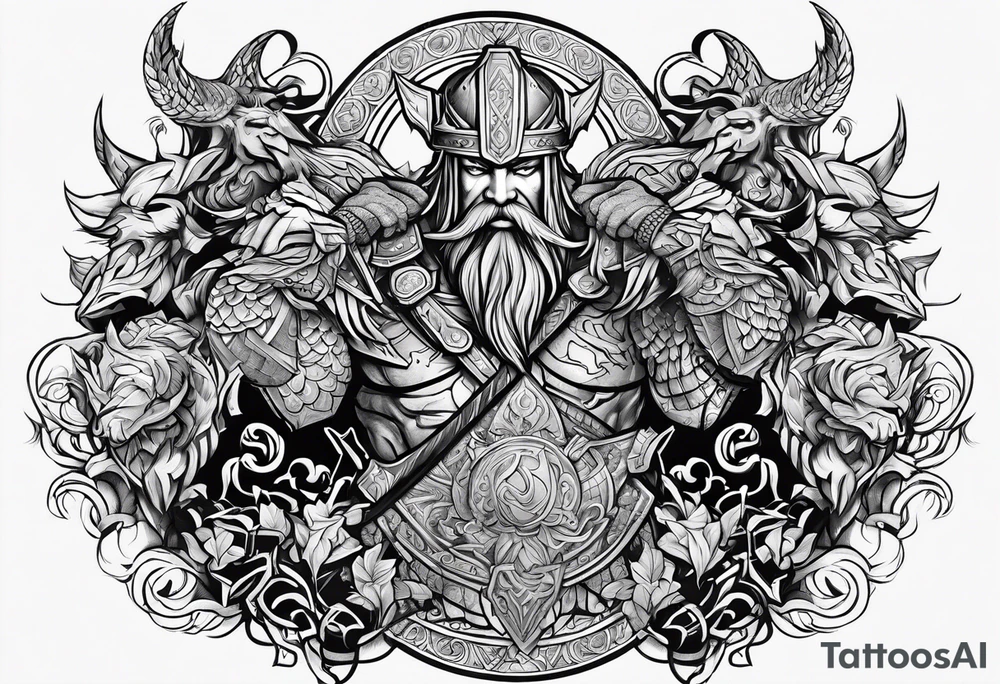 norse gods fighting tattoo idea
