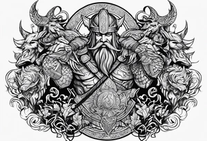 norse gods fighting tattoo idea
