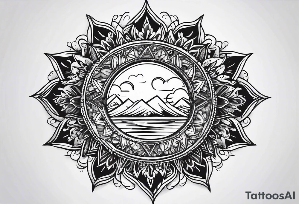 sun, rays, bohemian, simple, small tattoo idea