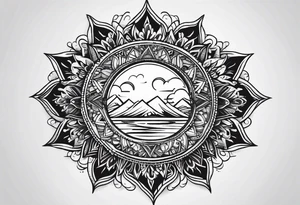 sun, rays, bohemian, simple, small tattoo idea