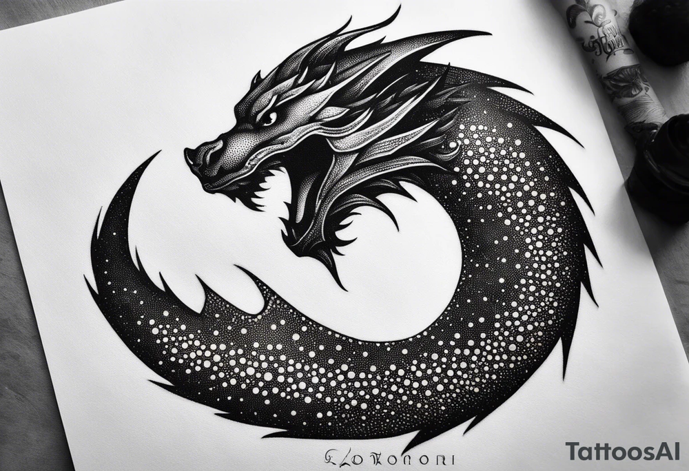 strength, small, drogon, long tail, elegant, lenghty, pisces tattoo idea