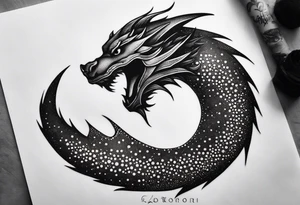 strength, small, drogon, long tail, elegant, lenghty, pisces tattoo idea