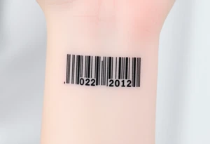 A sleek, minimalist barcode with the couple’s wedding date (22 - 12 - 2012) hidden in the numbers tattoo idea