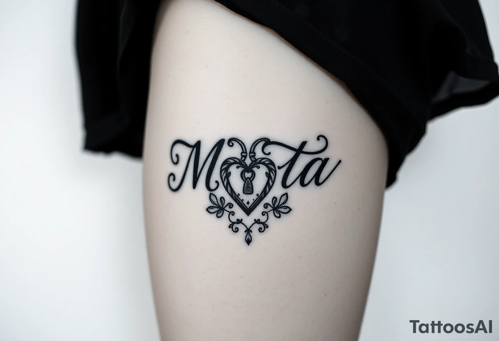 The name Mota with a lock and heart tattoo idea