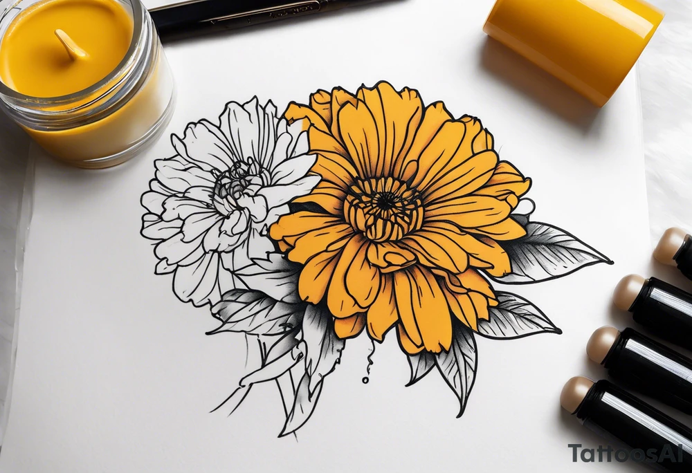 A stemless marigold tattoo idea