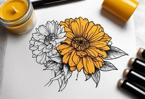 A stemless marigold tattoo idea